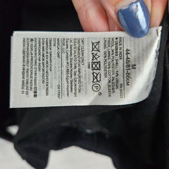 Gap Wool Blend Hooded Duffle Pea Coat Womens M Navy Black Winter Heavy Warm - Picture 4 of 16